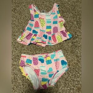 Ruffle Butts Ice Cream Print Kids Swimwear Never Worn